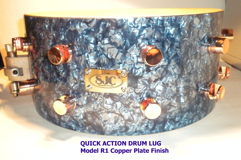 SJC Custom Snare outfitted with R1 lugs in Copper finish